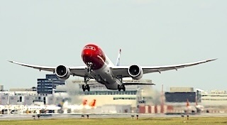 Norwegians 787 Dreamliner at London Gatwick.